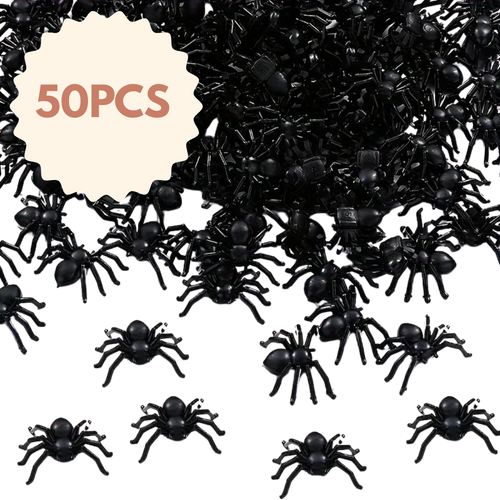 Halloween Black Spiders 50pcs